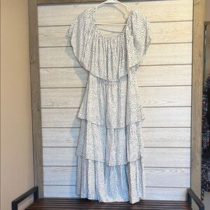 Elegant White Polka Dot Tiered Dress